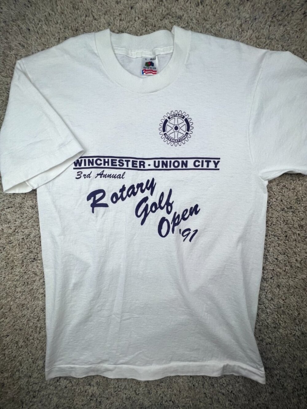 VTG 1997 Rotary Golf Open Winchester Union City T Shirt Fotl USA Made Large